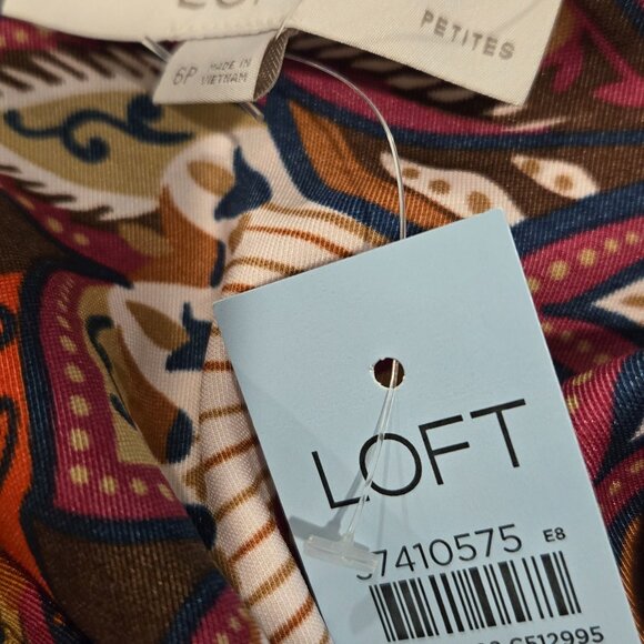 LOFT FESTIVE HOLIDAY MINI drop waist Floral Long Sleeve Dress 6P, fits 6-8 reg - Picture 4 of 6